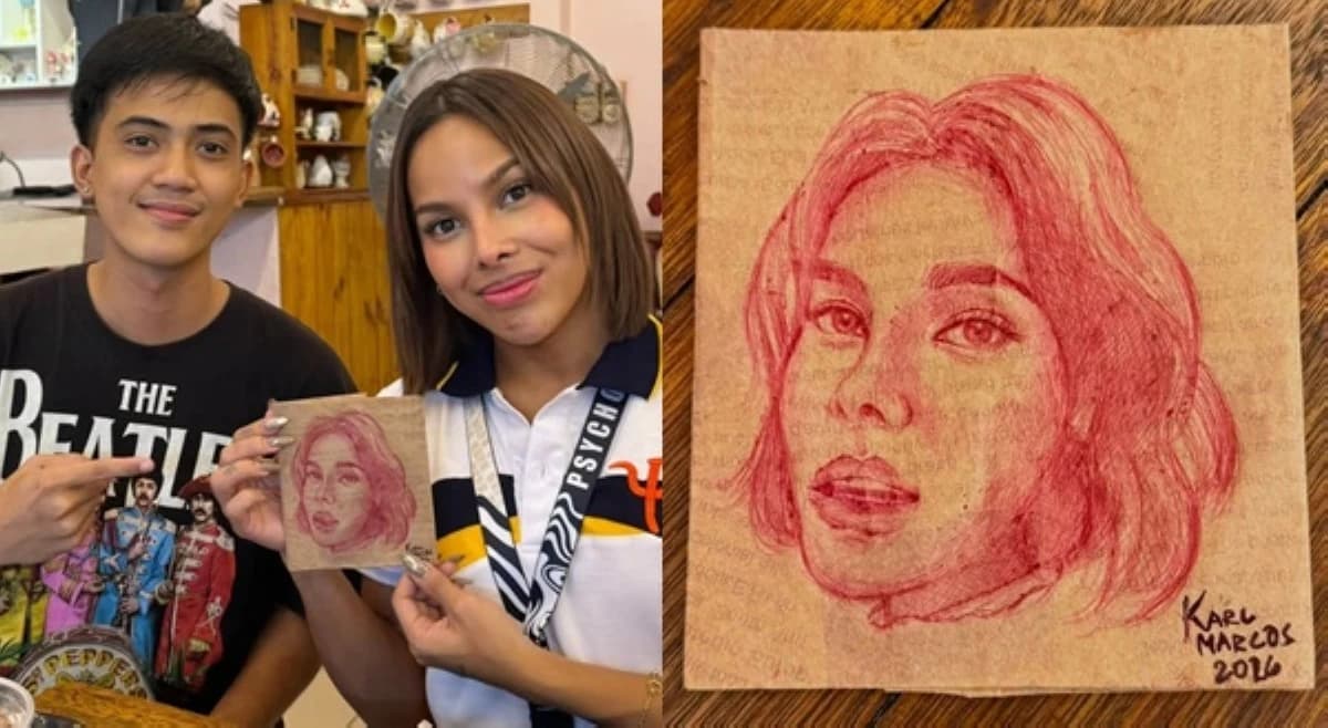 Awra, labis ang saya sa ibinigay na portrait ng cafe crew