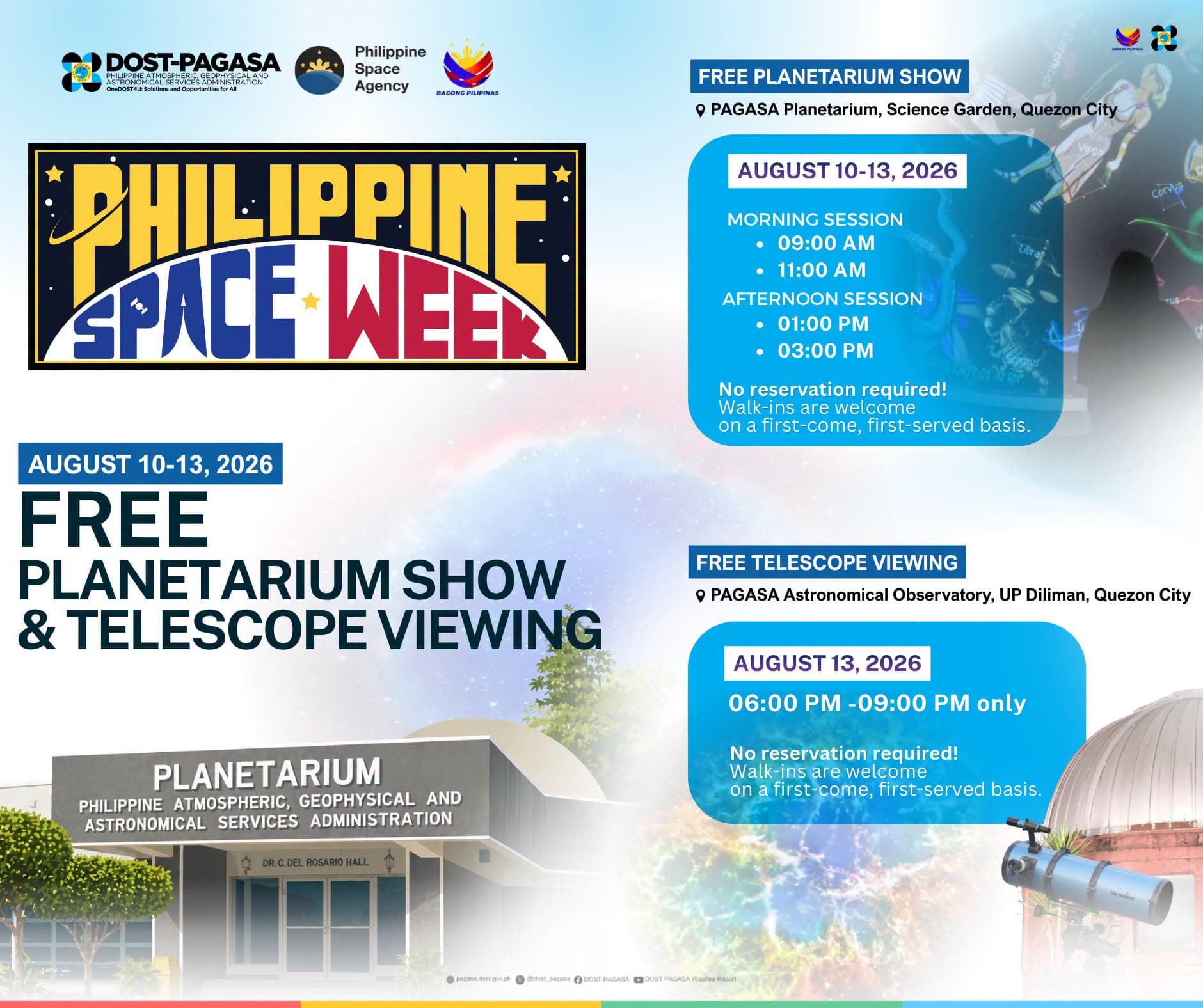 Libreng palabas sa planetarium at pagtutok gamit ang teleskopyo sa QC mula Agosto 10-13