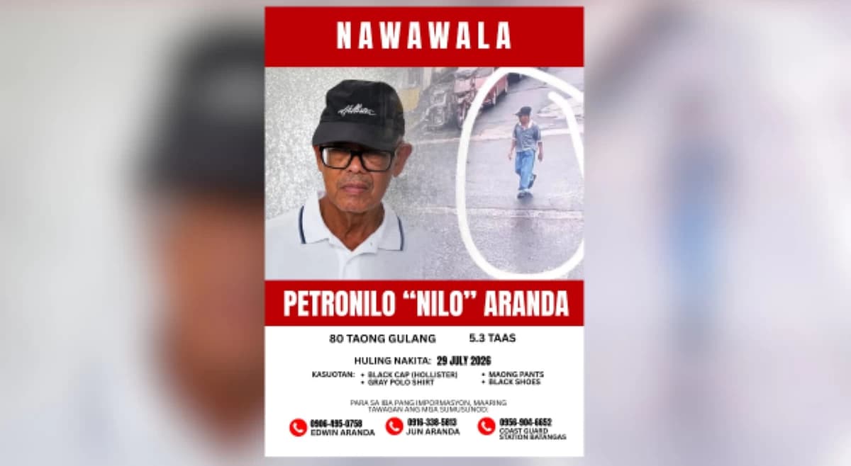 Paghahanap sa Nawawalang 80-Taong Gulang na Pasahero, Isinasagawa ng PCG