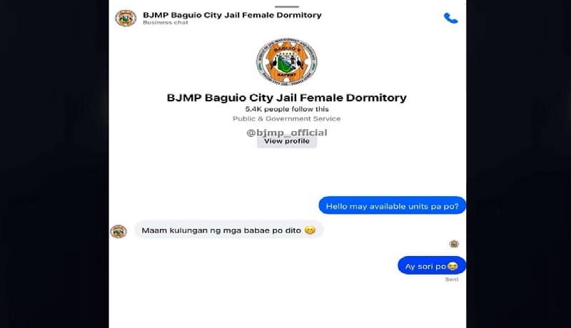 Bakasyunista , nagtanong ng 'accommodation' sa BJMP Baguio City Jail Female Dormitory