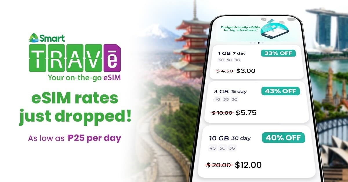Smart Travē nag-aalok ng hanggang 40% diskwento sa travel eSIM data packs