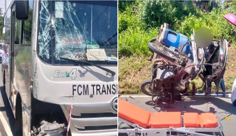 Isang tao patay, apat sugatan sa salpukan ng tricycle at bus sa Batangas